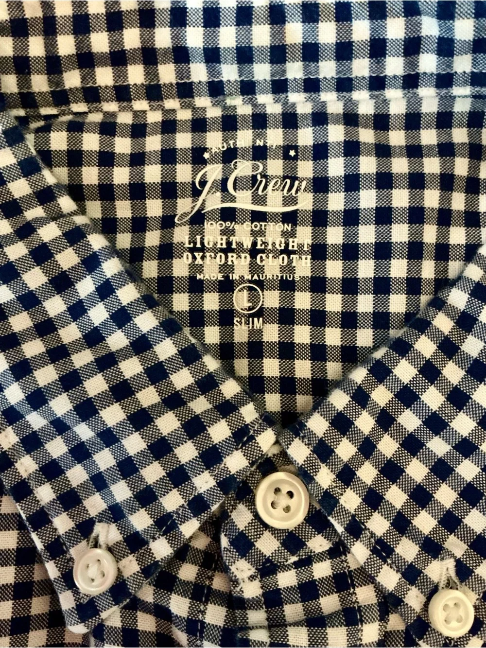 J.Crew Slim Fit Lightweight Oxford Blue & White Button Down Shirt L